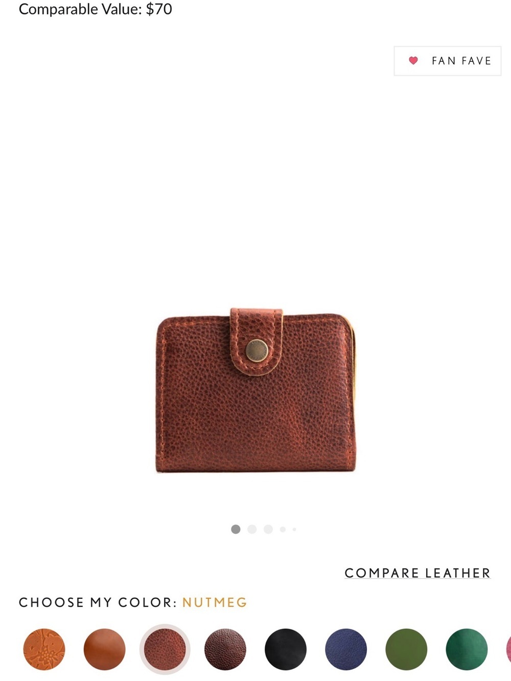Portland Leather Leather Snap Wallet - Nutmeg Brown